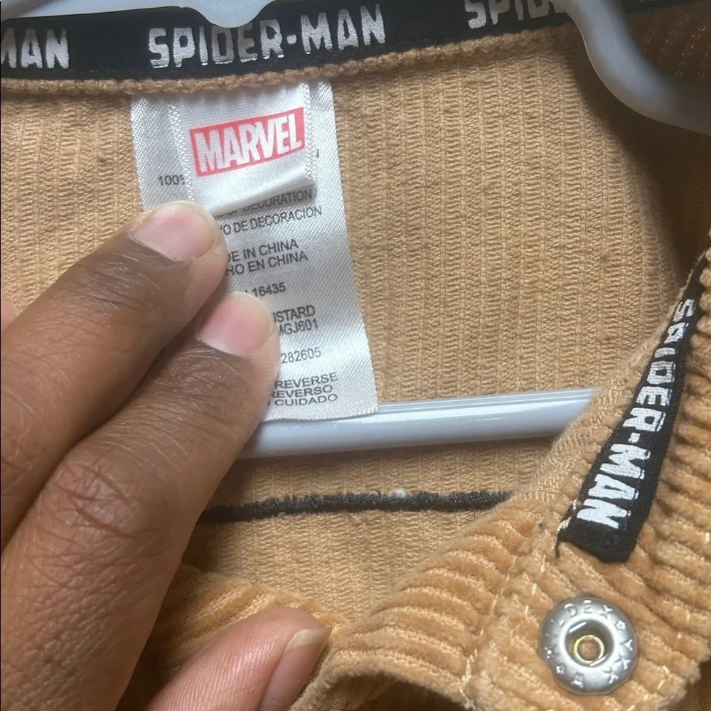 Marvel Tan Corduroy shaket with Spider-Man Details toddler boys 4t